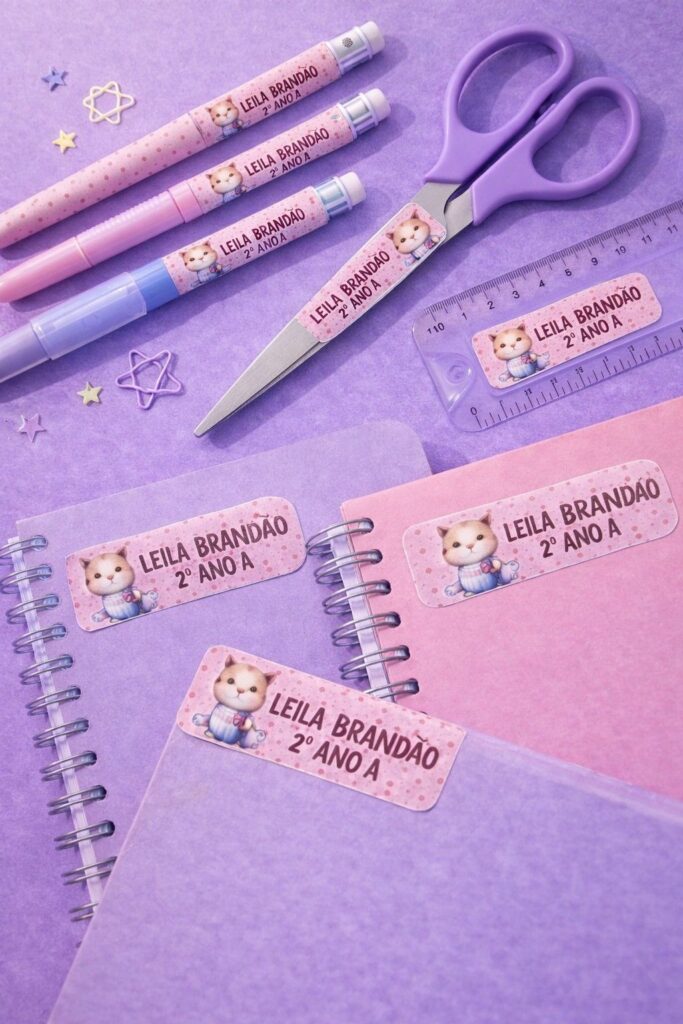 a set of label kids items