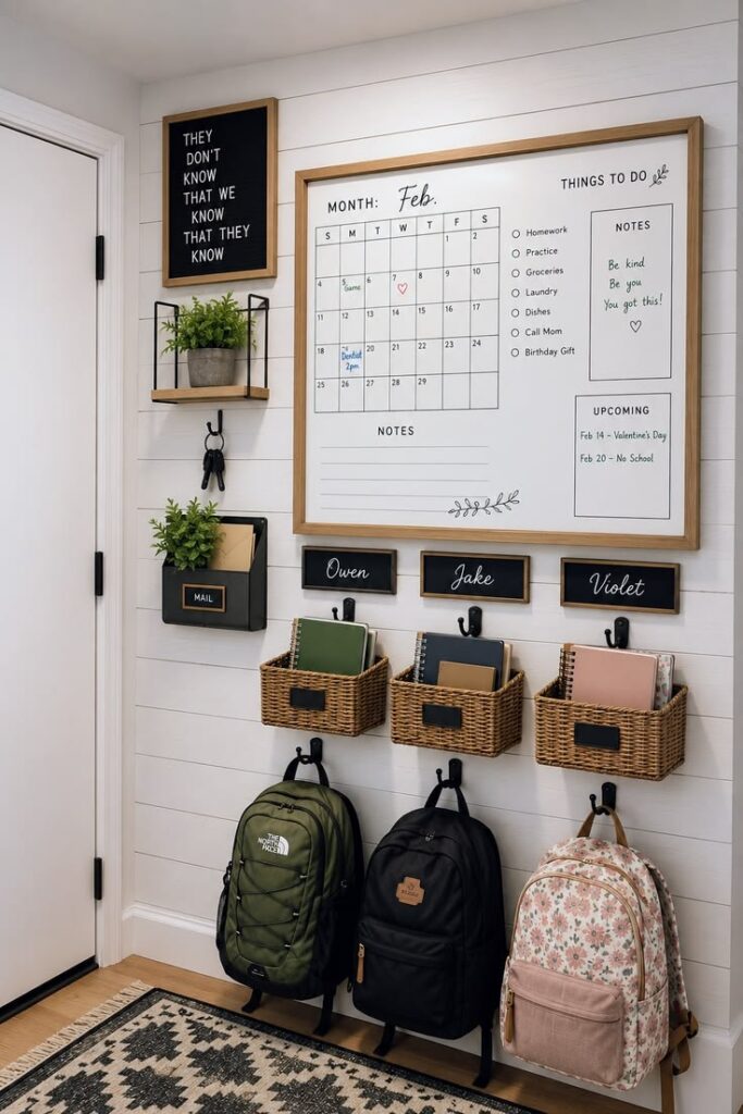 a family command center as part o back to school organization ideas