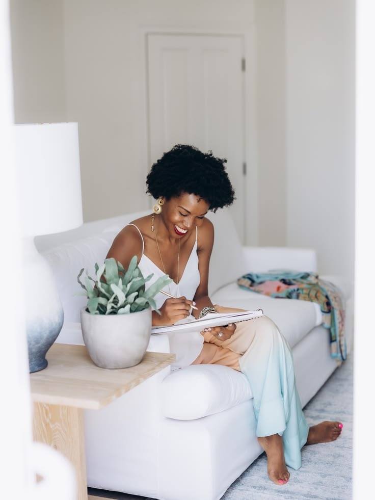 a lady writing something