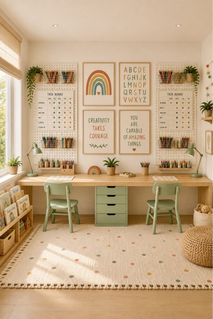 a neat homework station