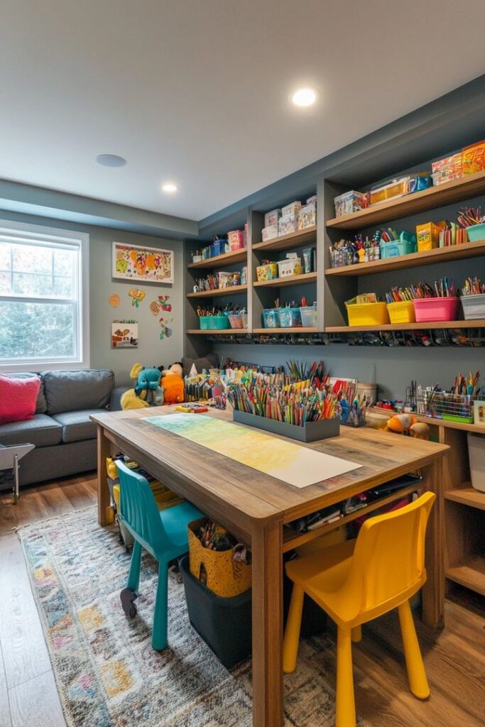 the basement study room