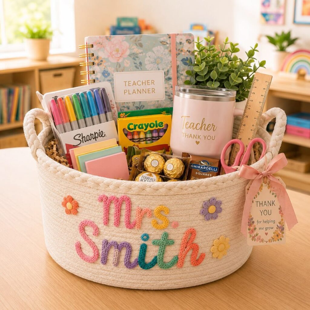 classroom supply basket teacher gift idea for back to school