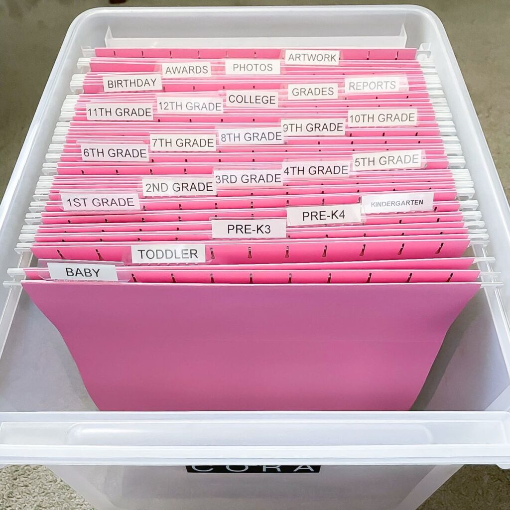 creating a paper sorting system as part of back to school organization ideas