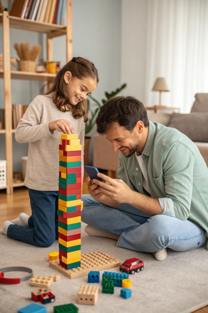 Dad and kid playing