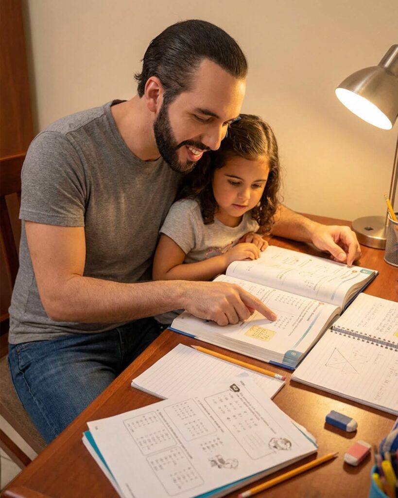 dad helping his daughter with her homework