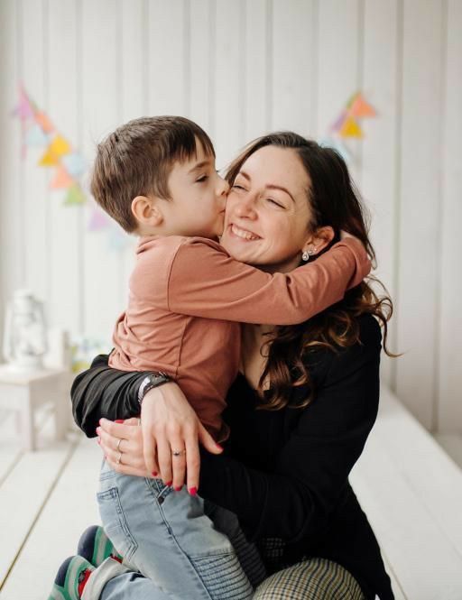 a happy mom and kid