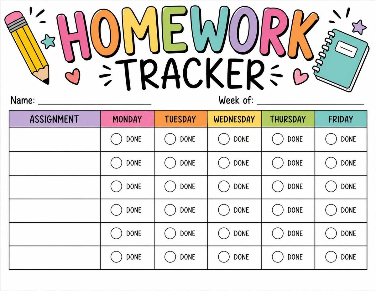 setting homework completion tracker as part of back to school organization ideas