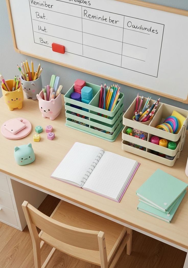 homework supply station as part of back to school organization ideas