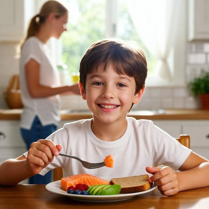 kid enjoying his meal