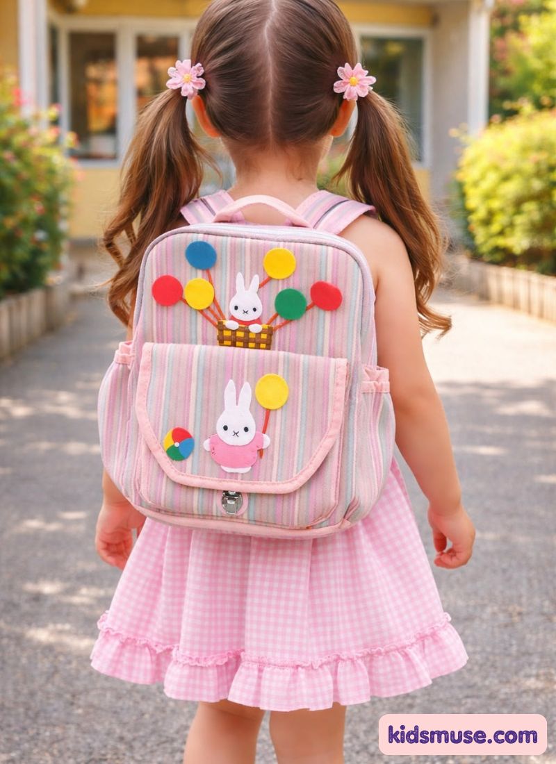 kid going to school with her backpack