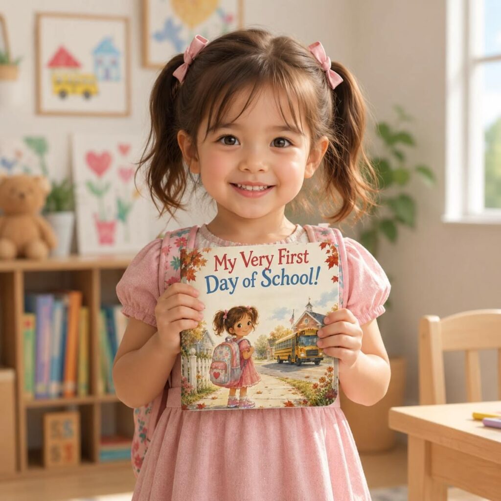 kid reading a book about starting school
