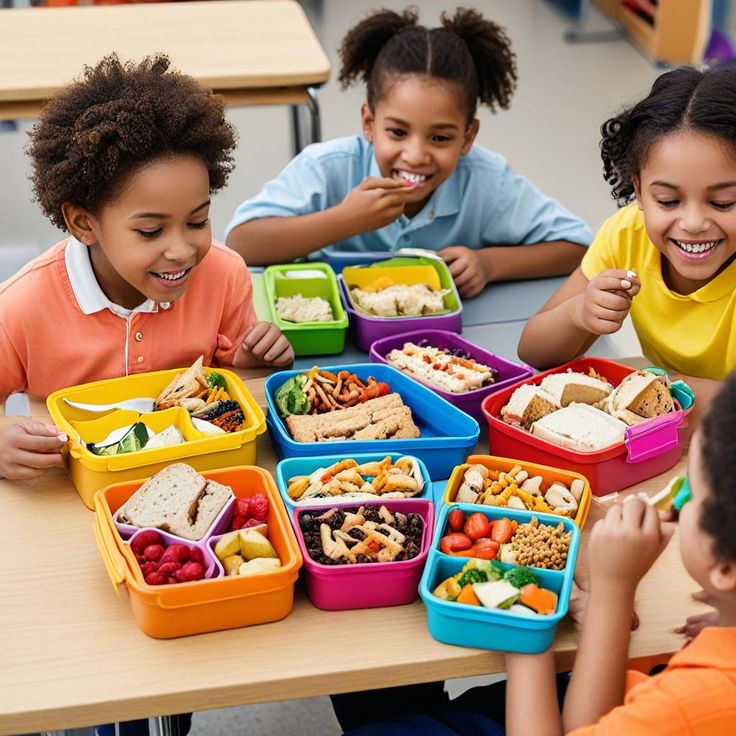 kids having their lunch in school