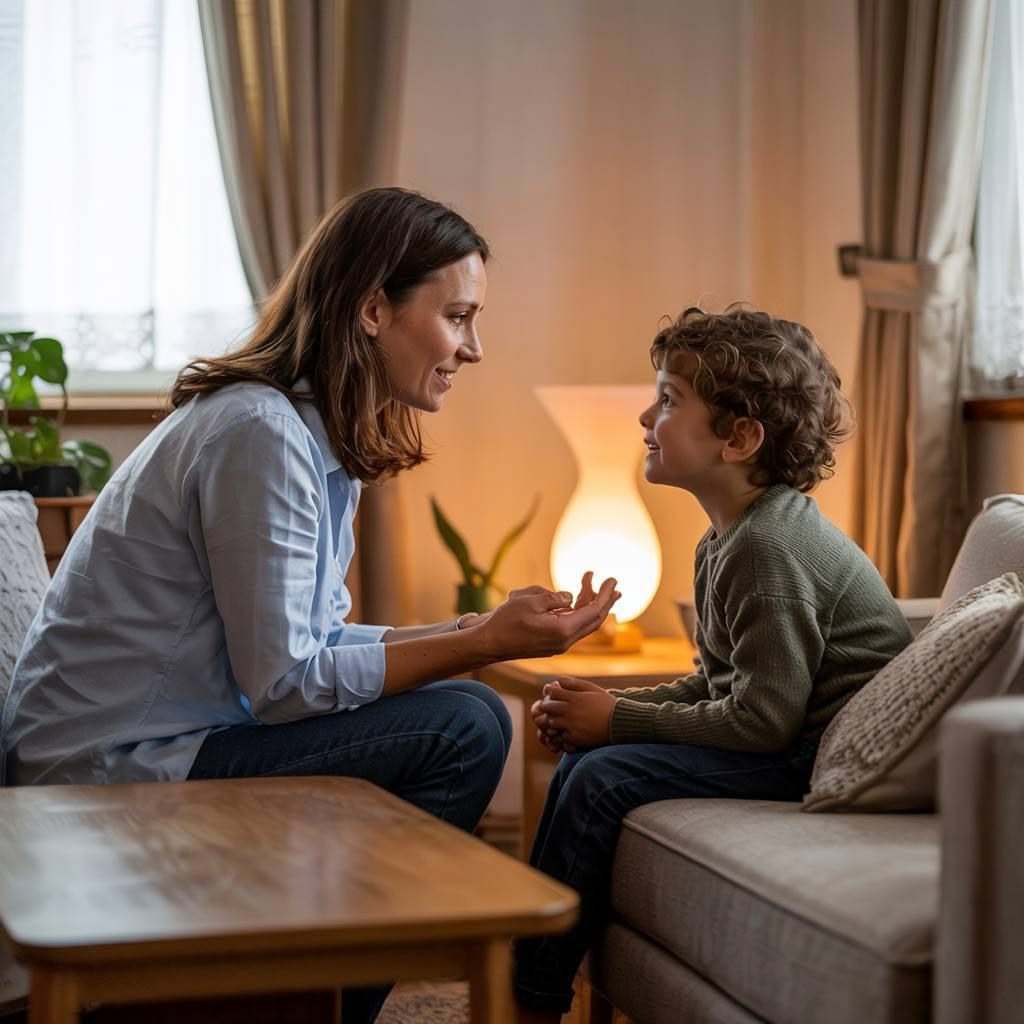 mom and kid talking on how to make the transition back to school easier