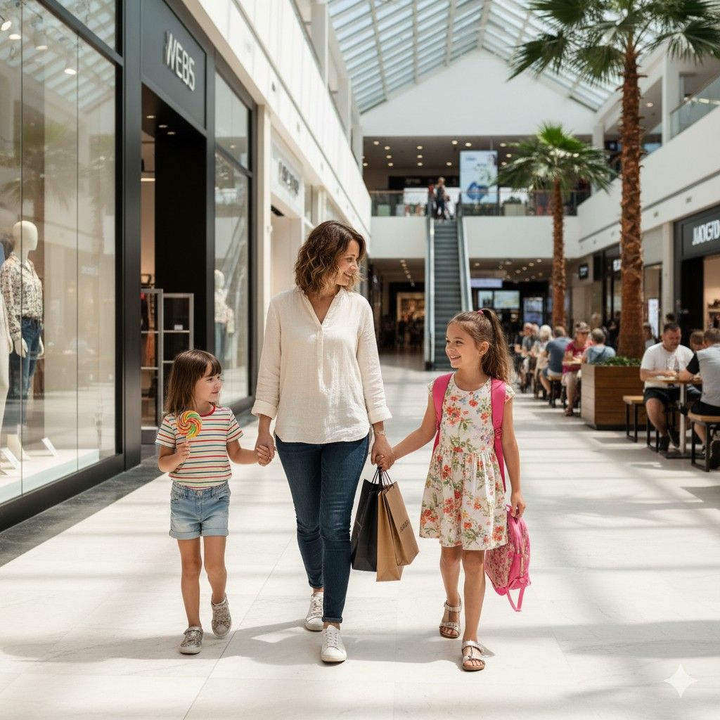 mom and kids coming back from shopping