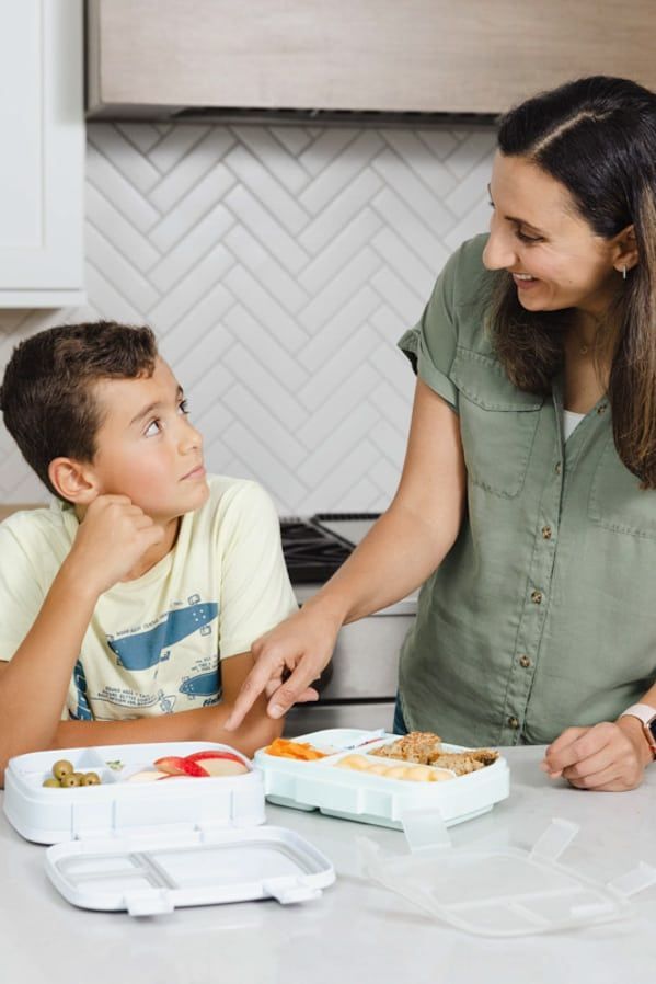 mom and son in the kitchen