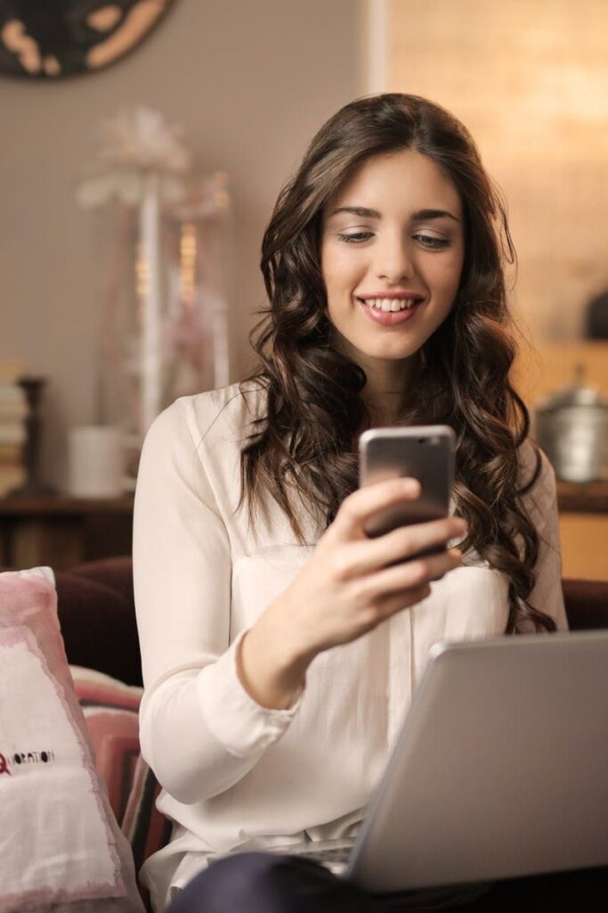 mom checking her phone