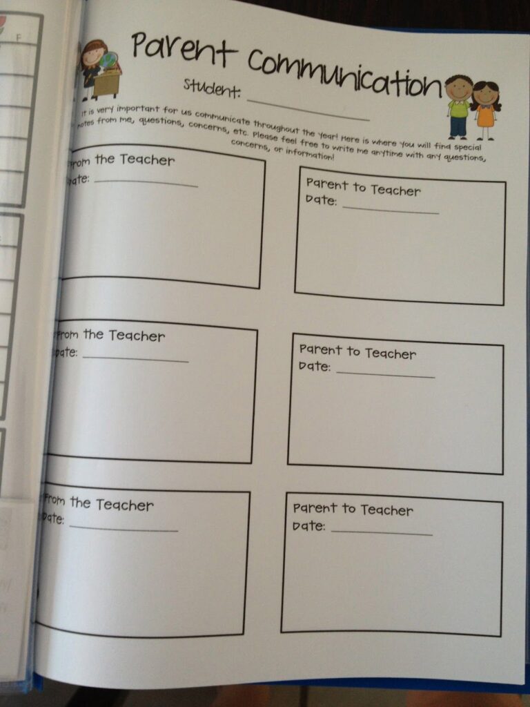 parents and teacher communication folder