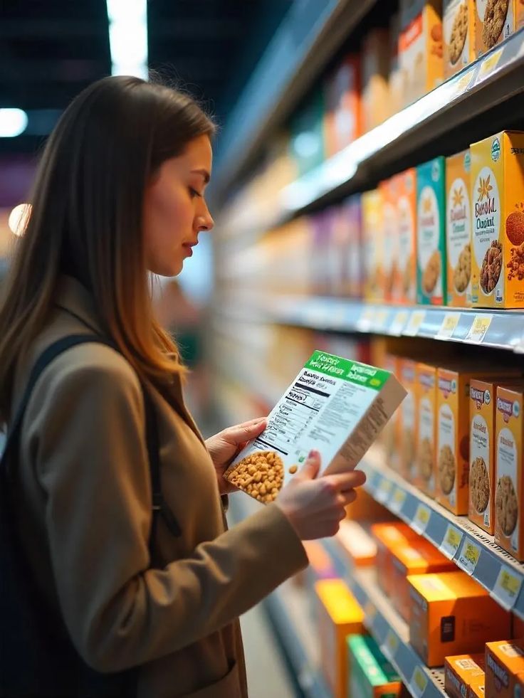 picture of someone buying cereal as part of her kid's go back to school preparation