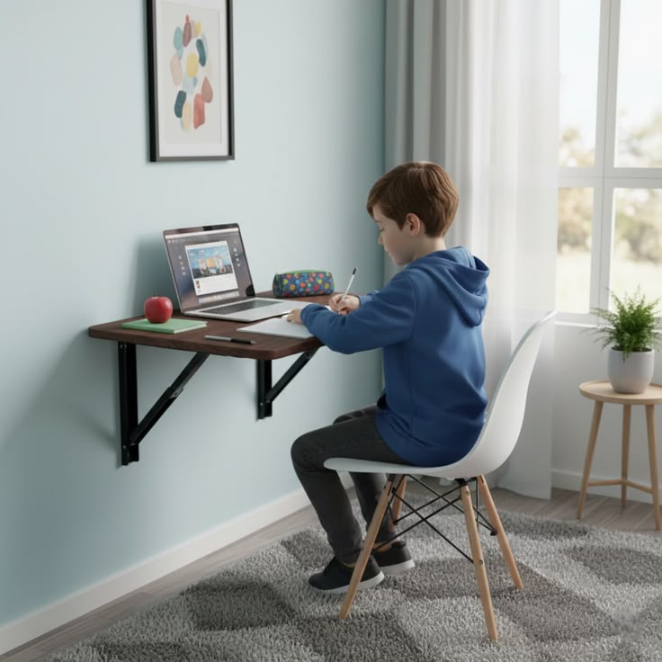 the wall mounted fold down desk homework station