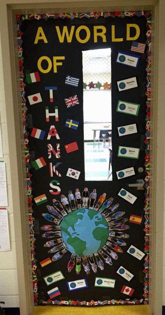 world map door