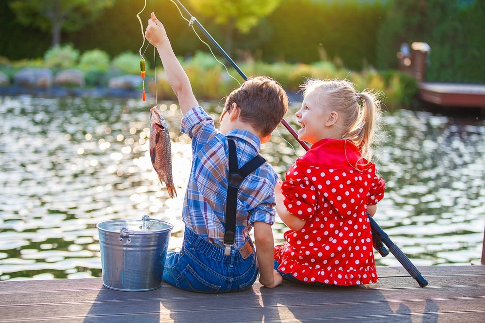 kids that went for fishing as one of the fun fall activities for kids