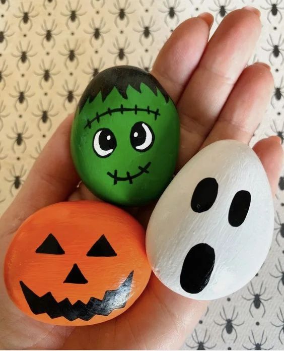 rocks with fall designs