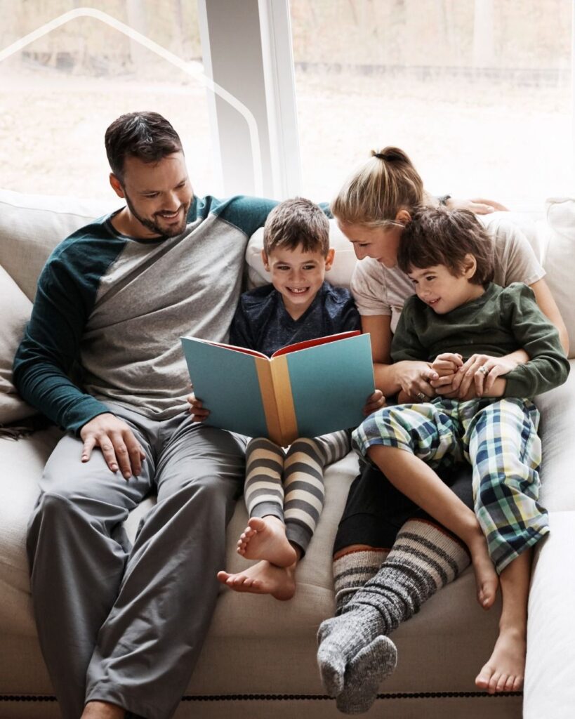 family reading together every night