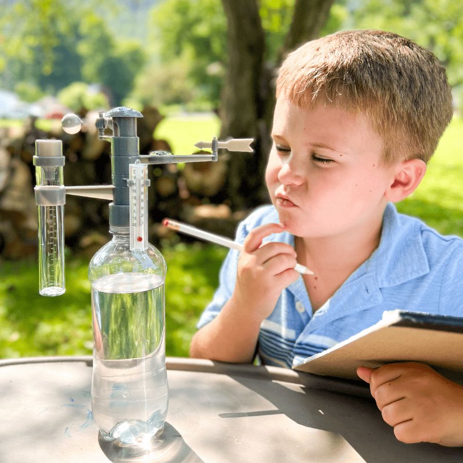 kid on a weather journal project