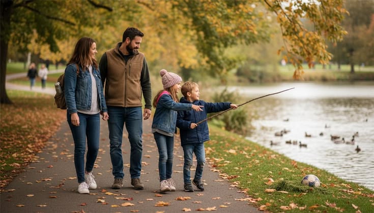 family fall nature walk as fall tradition for kids
