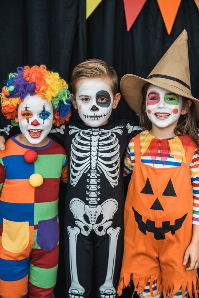 kids with halloween costumes