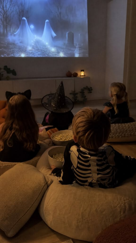 kids on halloween movie night
