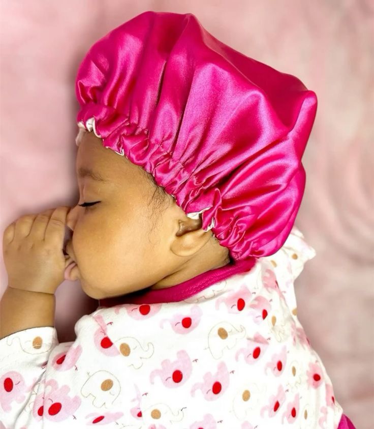 kid sleeping with hair bonnet