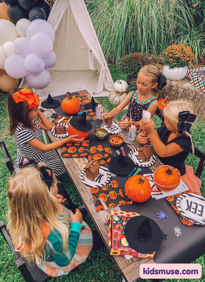 kids having a friendly halloween party
