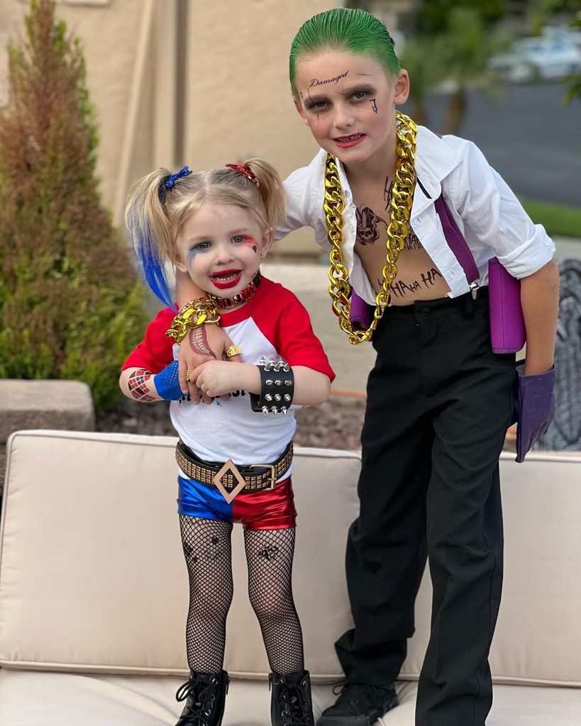 kids on different halloween costumes