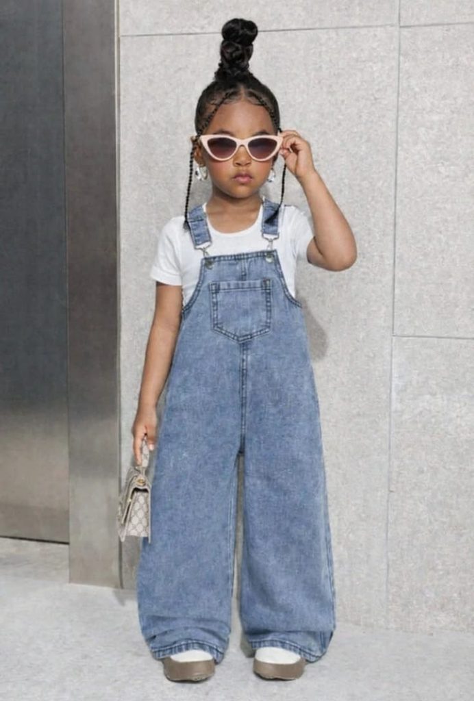 kid in basic cotton overall with tee