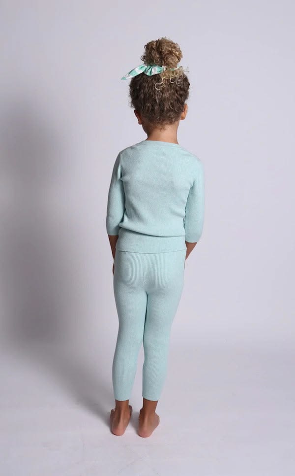 kid in basic ribbed bodysuits with leggings