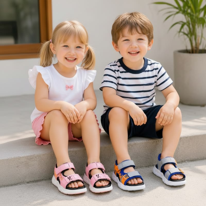 kids in matching sandals