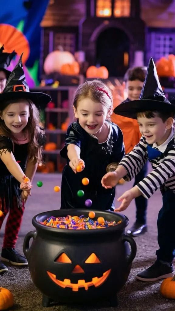 kids playing halloween hot potato