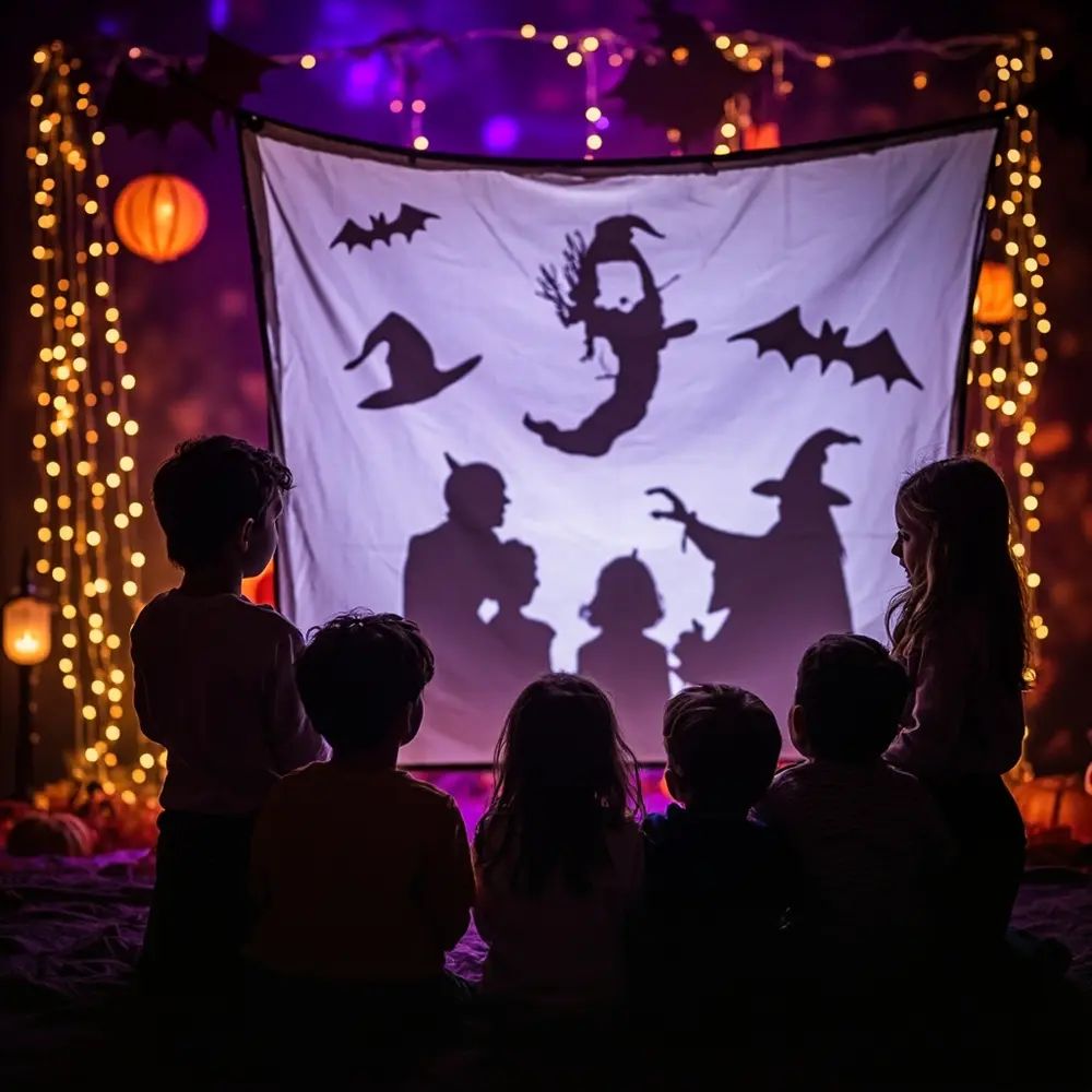 kids on halloween puppet show
