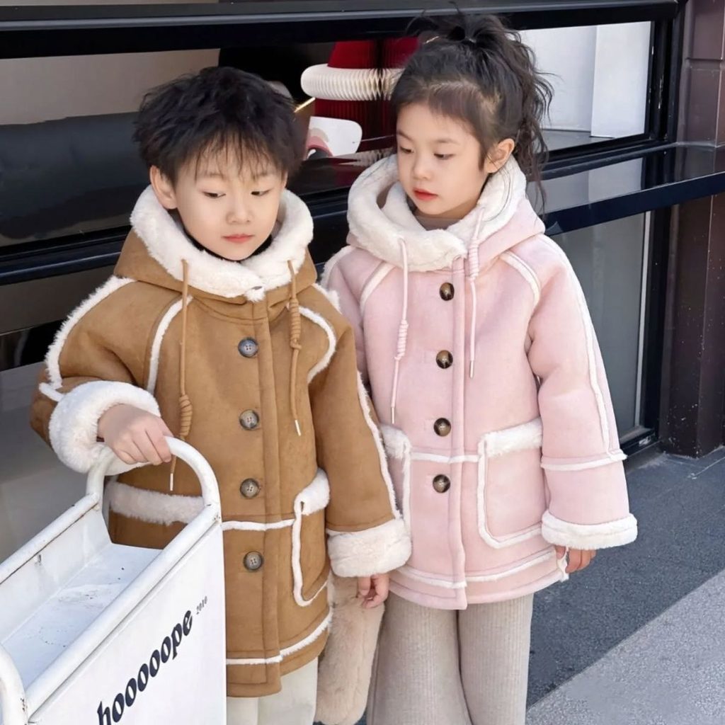 kids in matching winter coats