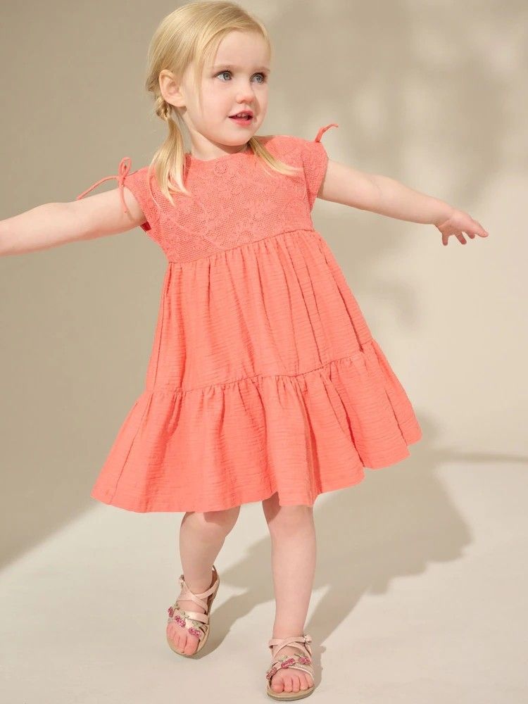 kid in soft cotton dresses with sandals