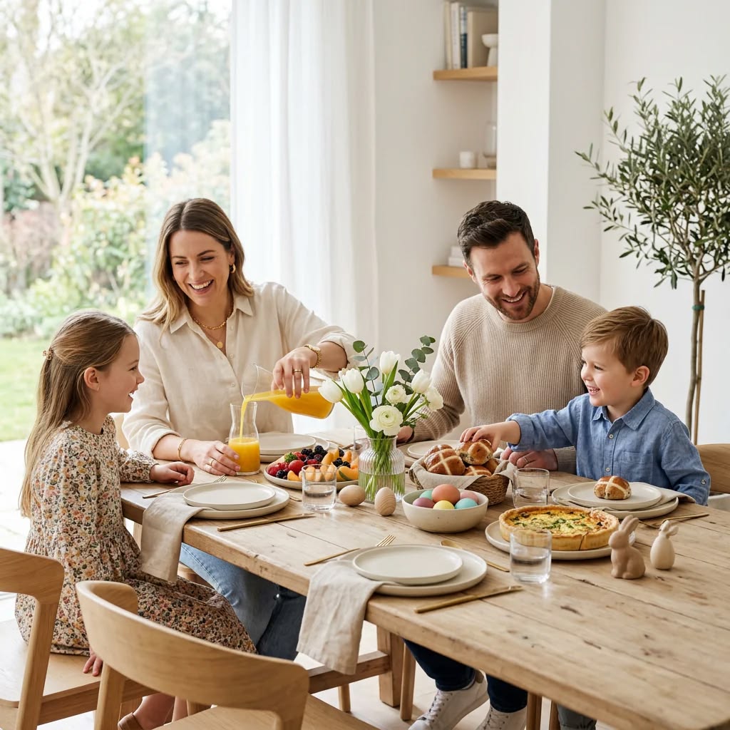 family eating breakfast