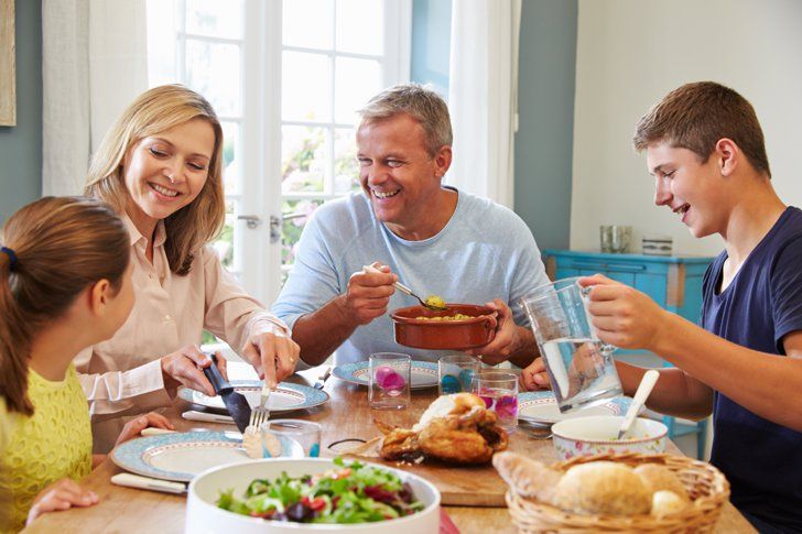 family eating together in family mealtime