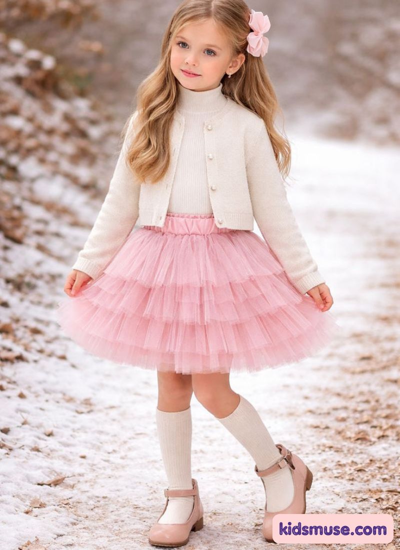 kid in soft tulle skirt