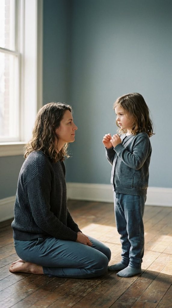 kid and mom talking