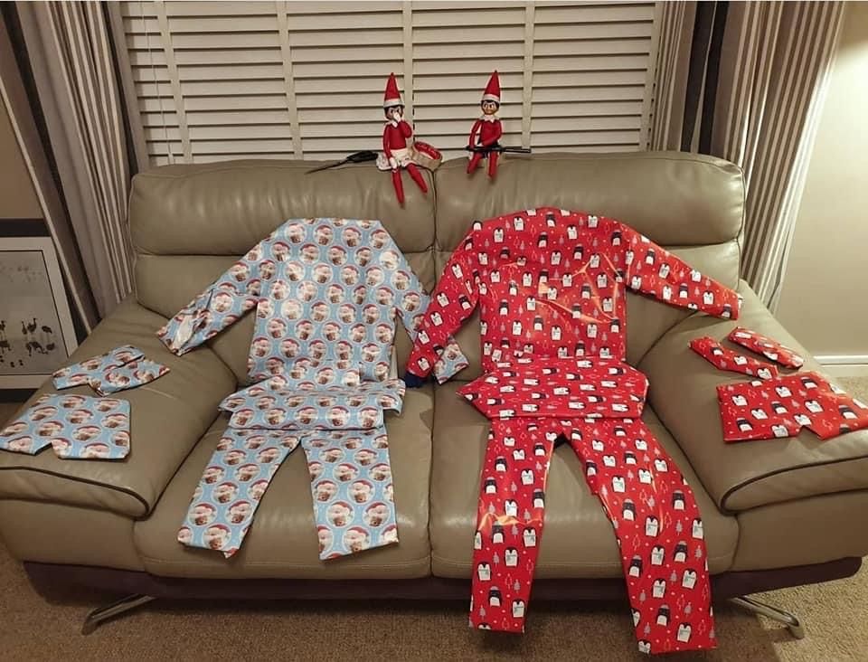 elf delivers christmas pajamas