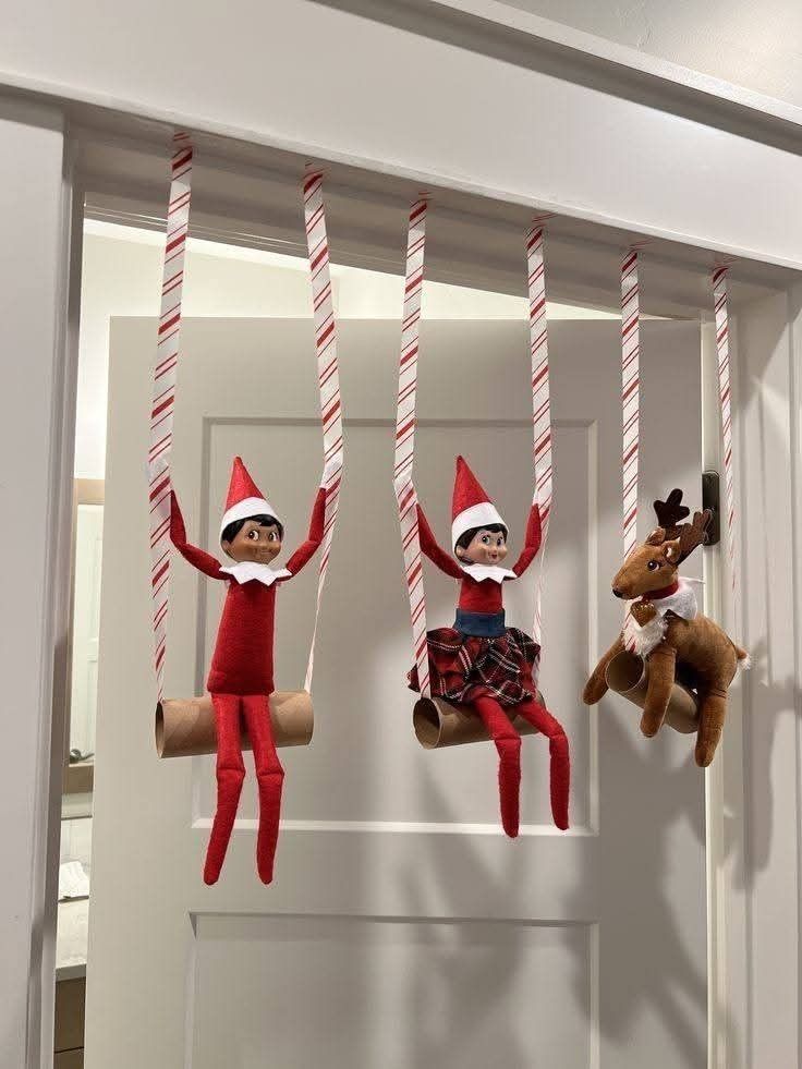 elf zip lines across the room as one of creative Elf on the Shelf ideas