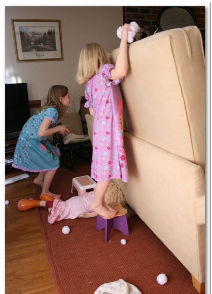 kids having an indoor snowball