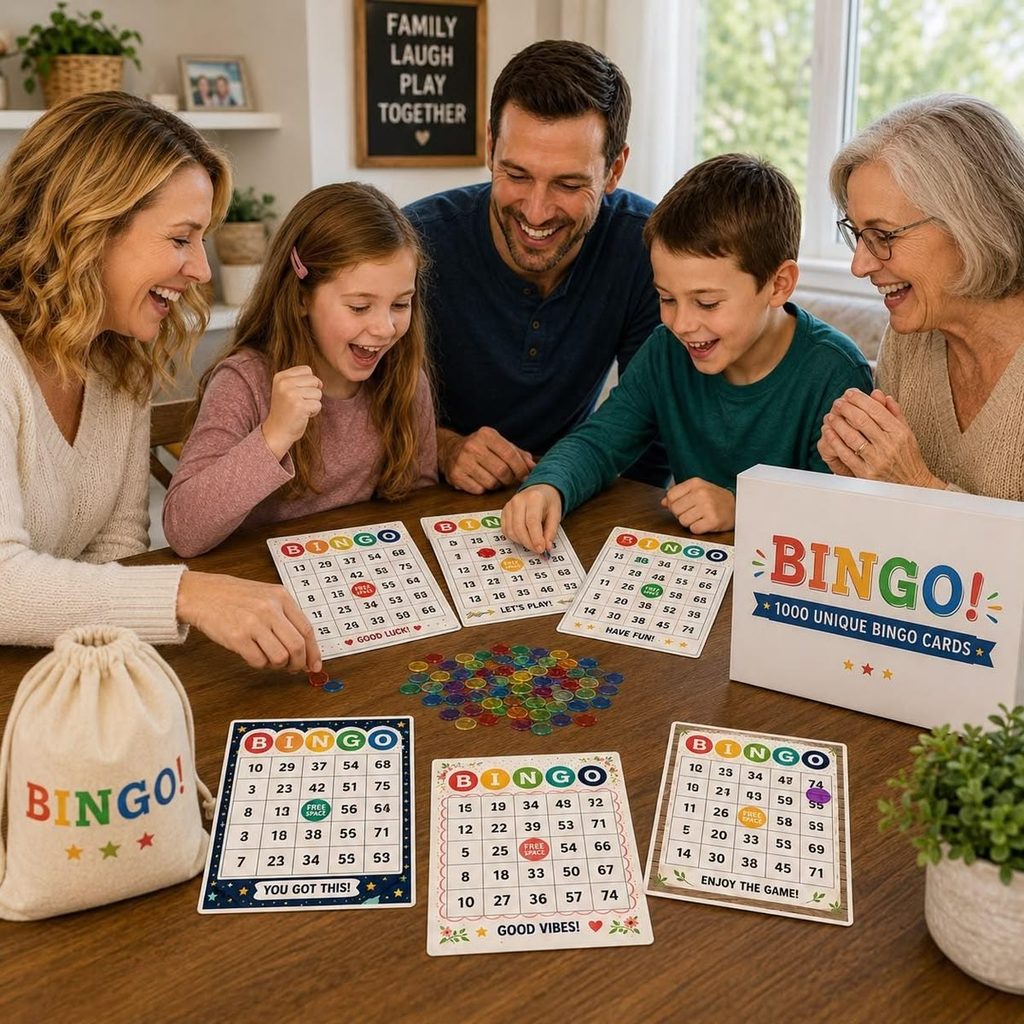 family playing christmas Bingo