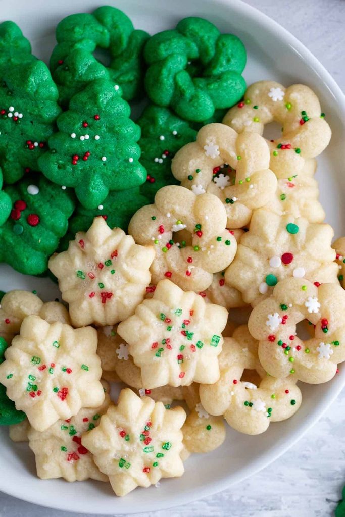 spritz cookies one of Christmas cookies kids can help bake